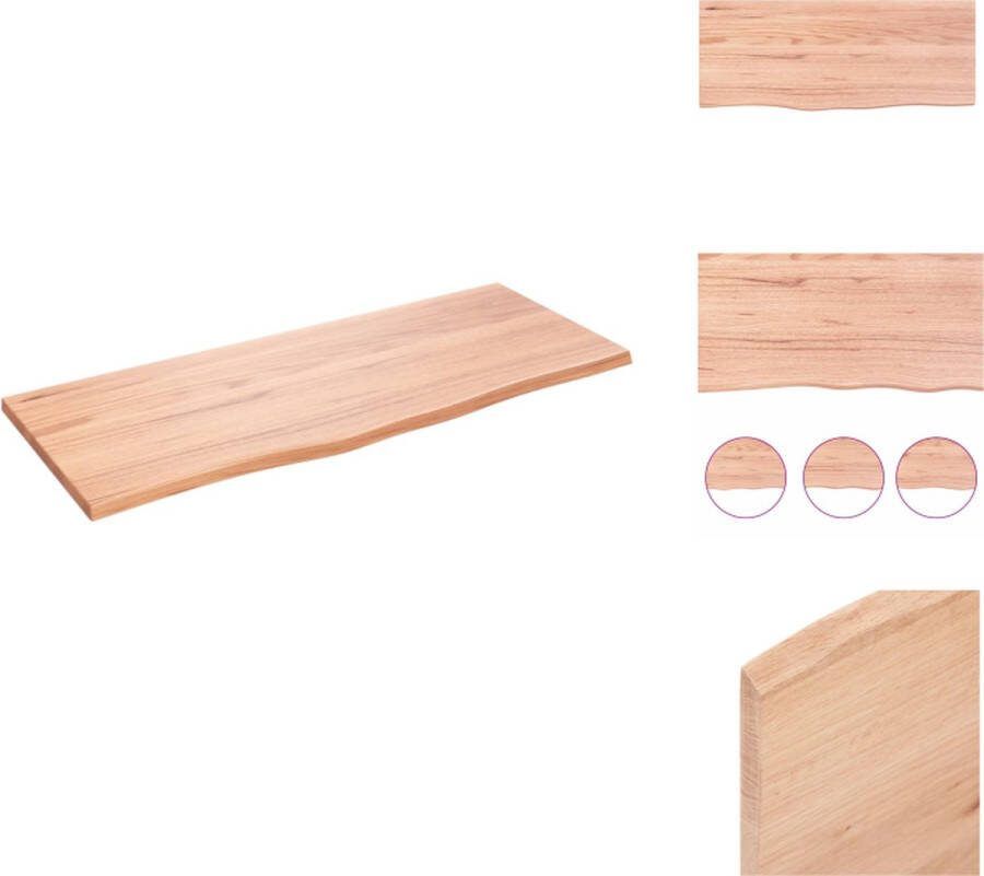 VidaXL Wandplank Eikenhout 100x40x2 cm Lichtbruin Draagvermogen 32 kg Wandsteun