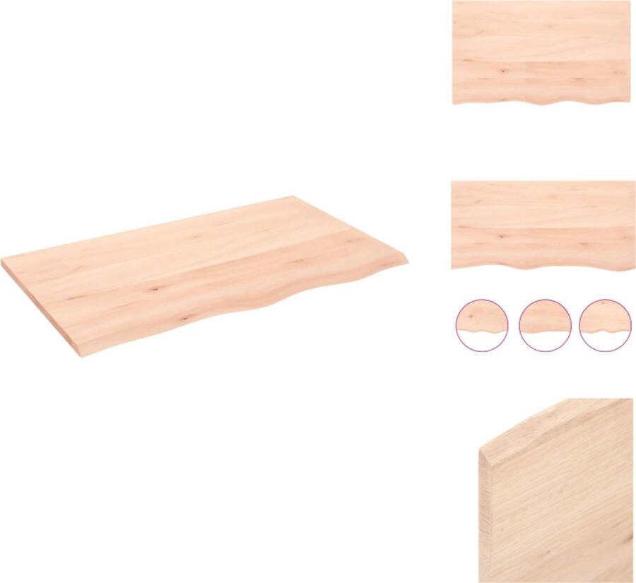VidaXL Wandplank Eikenhout 100x60x2 cm Rustieke Stijl Natuurlijke Rand Wandsteun