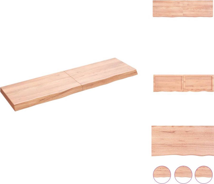 VidaXL Wandplank Eikenhout 140 x 40 x 6 cm Lichtbruin Massief Handgemaakt Wandsteun