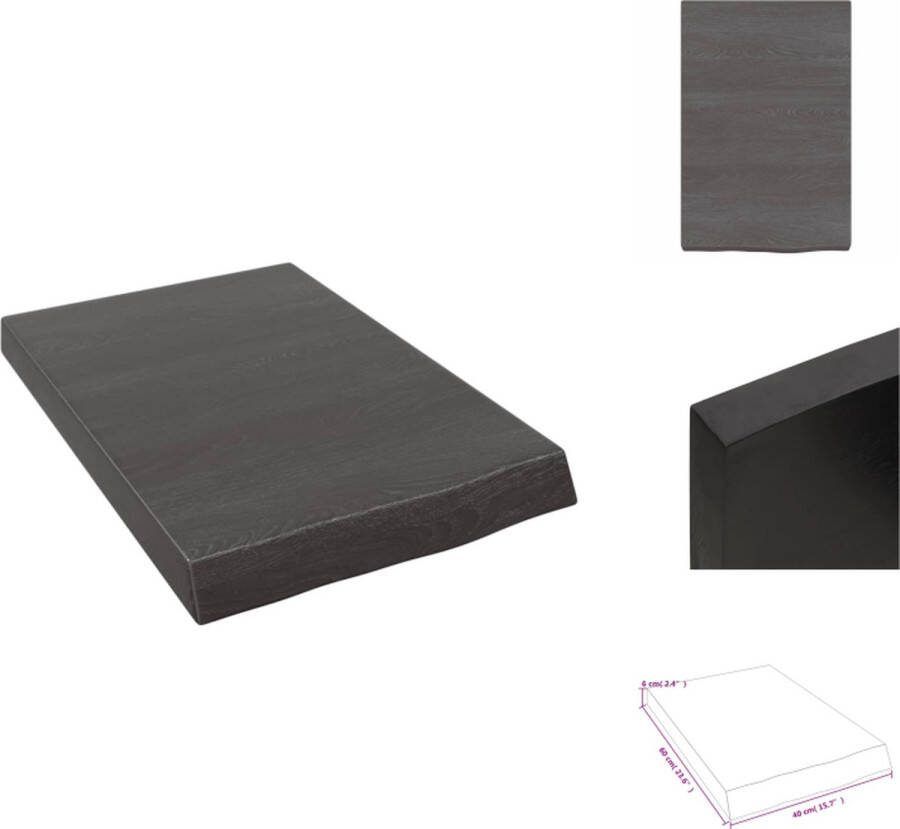 VidaXL Wandplank Eikenhout 40 x 60 x 6 cm Donkergrijs Natuurlijke rand Wandsteun