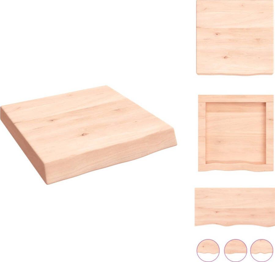 VidaXL Wandplank Eikenhout 40x40x6 cm Rustieke Stijl Duurzame Constructie Veelzijdige Functies Onbehandeld Oppervlak Handgemaakt met Natuurlijke Rand Draagvermogen 20 kg Wandsteun