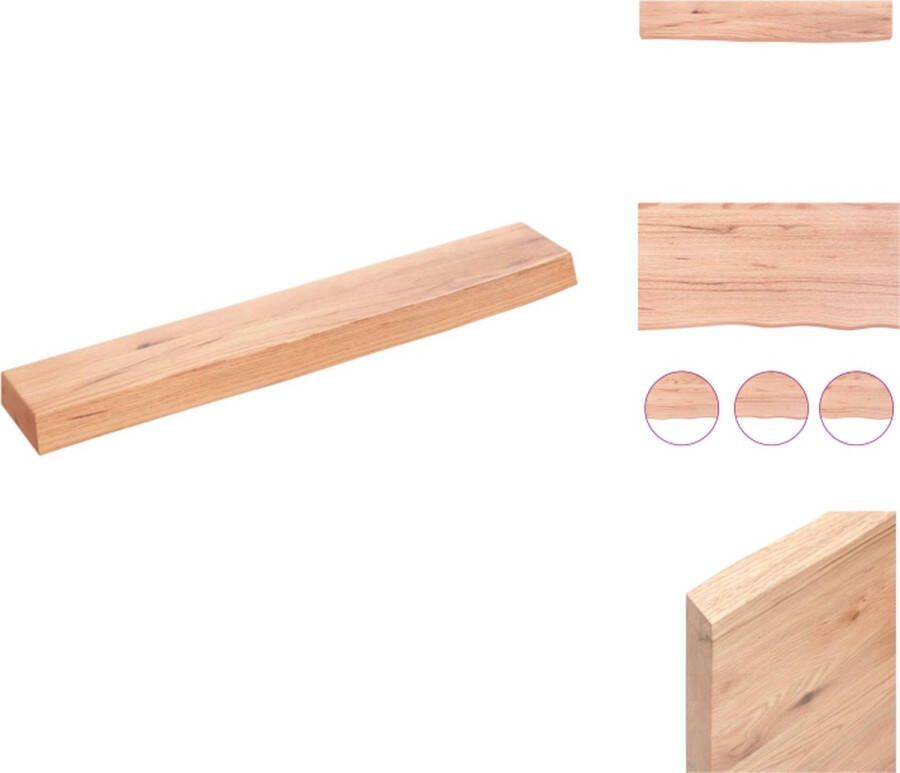 VidaXL Wandplank Eikenhout 60 x 10 x 4 cm Lichtbruin Draagvermogen 20 kg Wandsteun