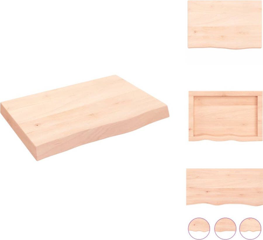 VidaXL Wandplank Eikenhout 60 x 40 x 6 cm Met natuurlijke rand Wandsteun