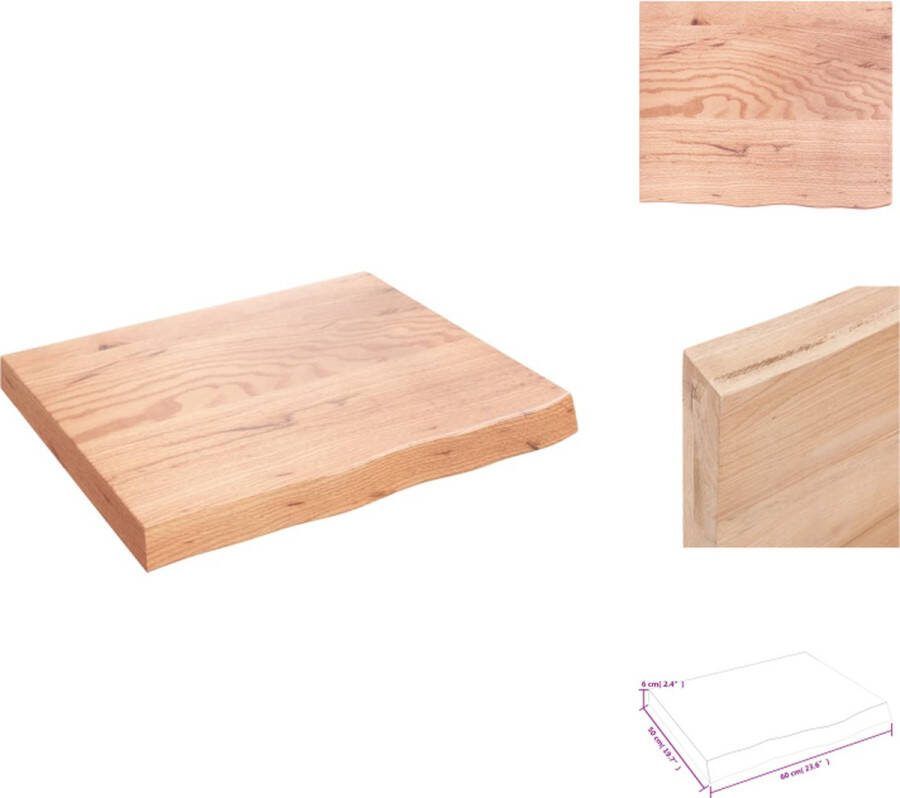 VidaXL Wandplank Eikenhout 60x50x6 cm Lichtbruin Wandsteun