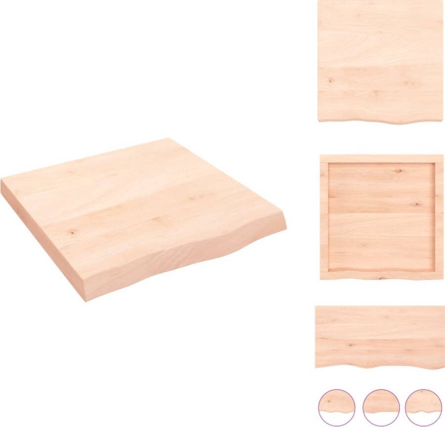 VidaXL Wandplank Eikenhout 60x60x6 cm Natuurlijke rand Wandsteun