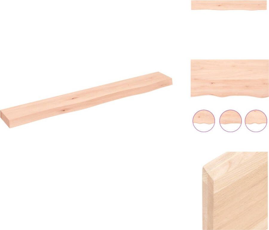 VidaXL Wandplank Eikenhout 80 x 10 x 4 cm Onbehandeld Met natuurlijke rand Draagvermogen 20 kg Wandsteun