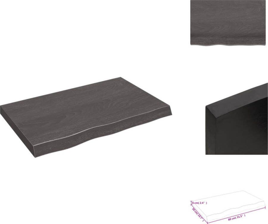 VidaXL Wandplank Eikenhout Donkergrijs 80x50x6 cm Natuurlijke Rand Wandsteun