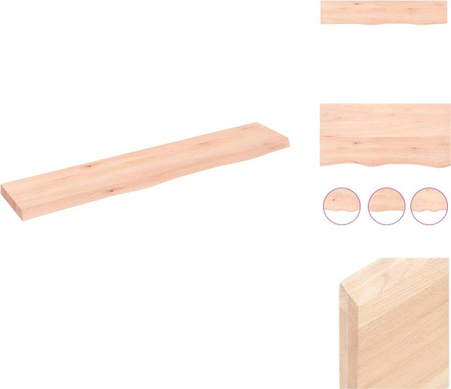 VidaXL Wandplank Eikenhout Rustiek 100 x 20 x 4 cm Natuurlijke Rand Wandsteun
