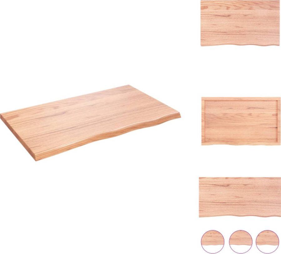 VidaXL Wandplank Eikenhout Rustieke Stijl 100 x 60 x 4 cm Lichtbruin Draagvermogen 48 kg Wandsteun