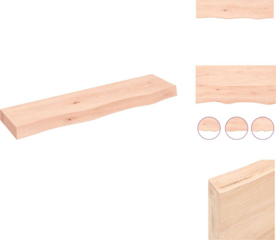 VidaXL Wandplank Eikenhout Rustieke Stijl 80 x 20 x 6 cm Natuurlijke Rand Wandsteun
