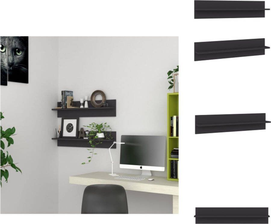 VidaXL Wandplank Grijs 80 x 11.5 x 18 cm 2 stuks Wandsteun