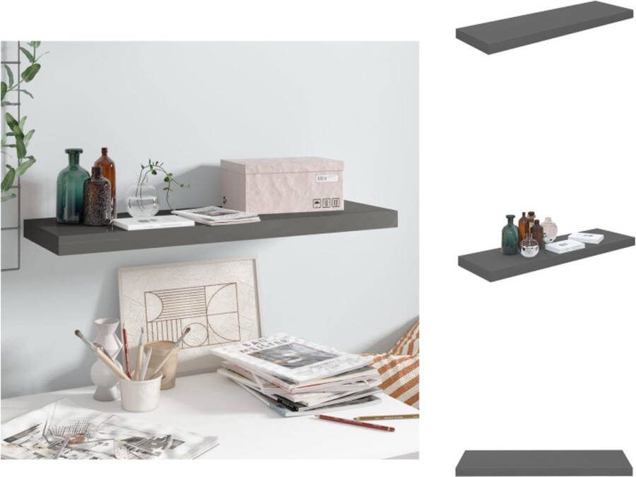 VidaXL Wandplank Grijs Honingraat MDF en Metaal 80 x 23.5 x 3.8 cm Wandsteun