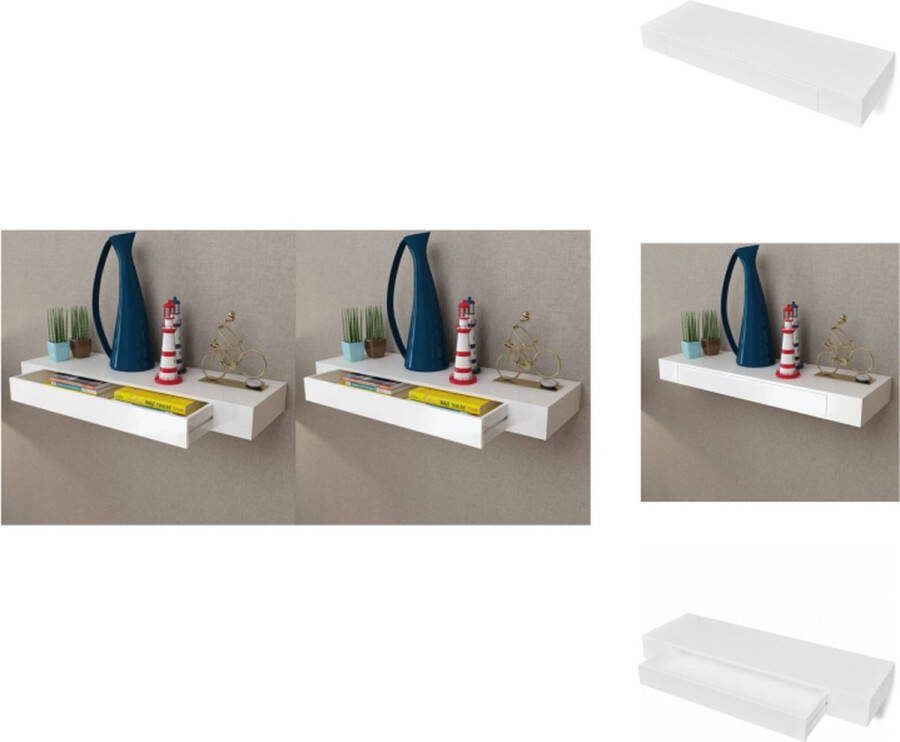 VidaXL Wandplank Hangplank Wit 80x25x8 cm MDF met matte afwerking Wandsteun