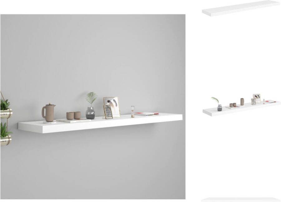 VidaXL Wandplank Honingraat MDF 120x23.5x3.8 cm Onzichtbaar montagesysteem Wit Wandsteun
