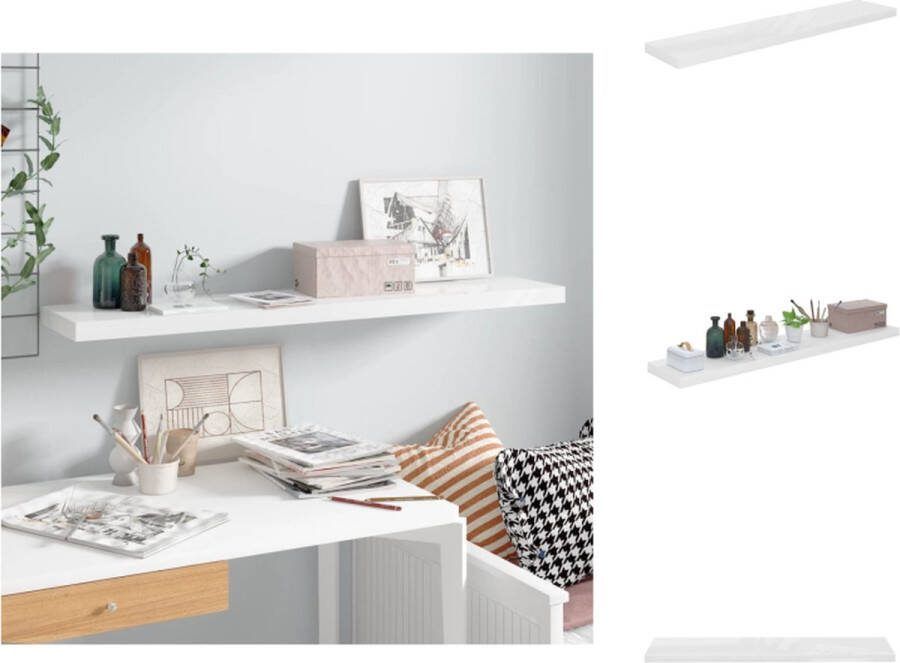 VidaXL Wandplank Hoogglans Wit 120 x 23.5 x 3.8 cm Onzichtbaar Montagesysteem Wandsteun