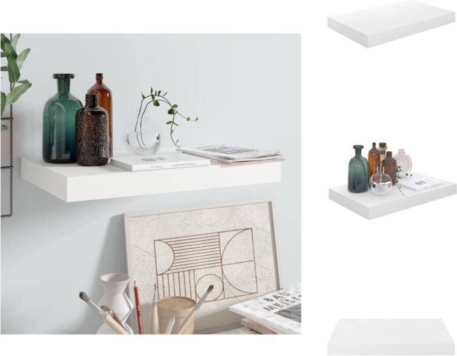 VidaXL Wandplank Hoogglans wit 40 x 23 x 3.8 cm Montage vereist Wandsteun
