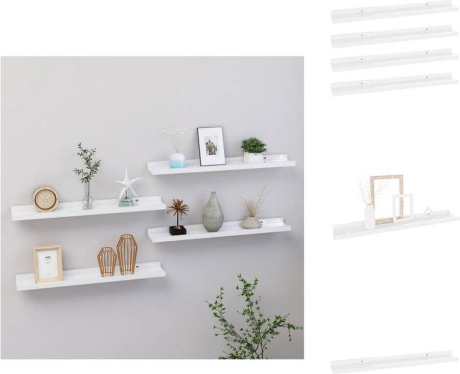 VidaXL Wandplank Hoogglans wit MDF 60 x 9 x 3 cm Wandsteun