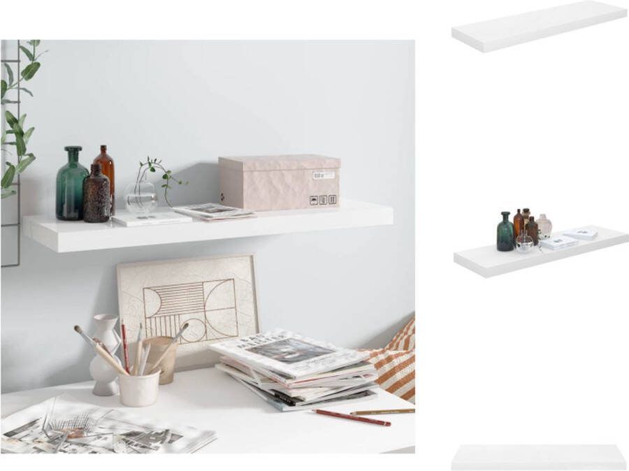 VidaXL Wandplank InvisiMount Hoogglans wit 80 x 23.5 x 3.8 cm Honingraat MDF en metaal Wandsteun