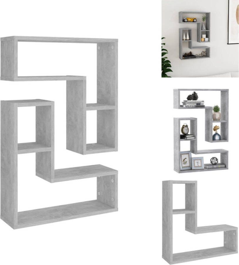 VidaXL Wandplank Kubus Betongrijs 50 x 15 x 50 cm (L x B x H) Set van 2 Wandsteun