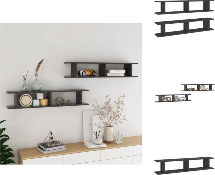 VidaXL Wandplank Kubus Grijs 105 x 18 x 20 cm Stevig en Praktisch Montage vereist Levering bevat 2 x wandschap Wandsteun