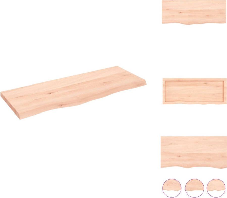 VidaXL Wandplank Massief Eikenhout 100 x 40 x 4 cm Natuurlijke Rand Wandsteun