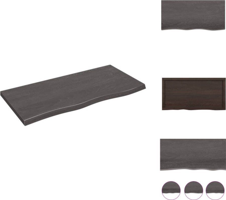 VidaXL Wandplank Massief Eikenhout 100 x 50 x 4 cm Donkergrijs 40 kg Draagvermogen Wandsteun