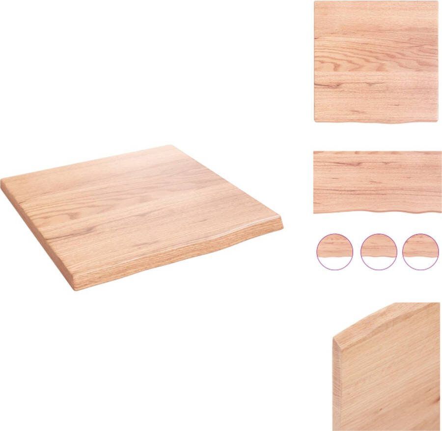 VidaXL Wandplank Massief Eikenhout 40x40x2 cm Met Natuurlijke Rand Wandsteun