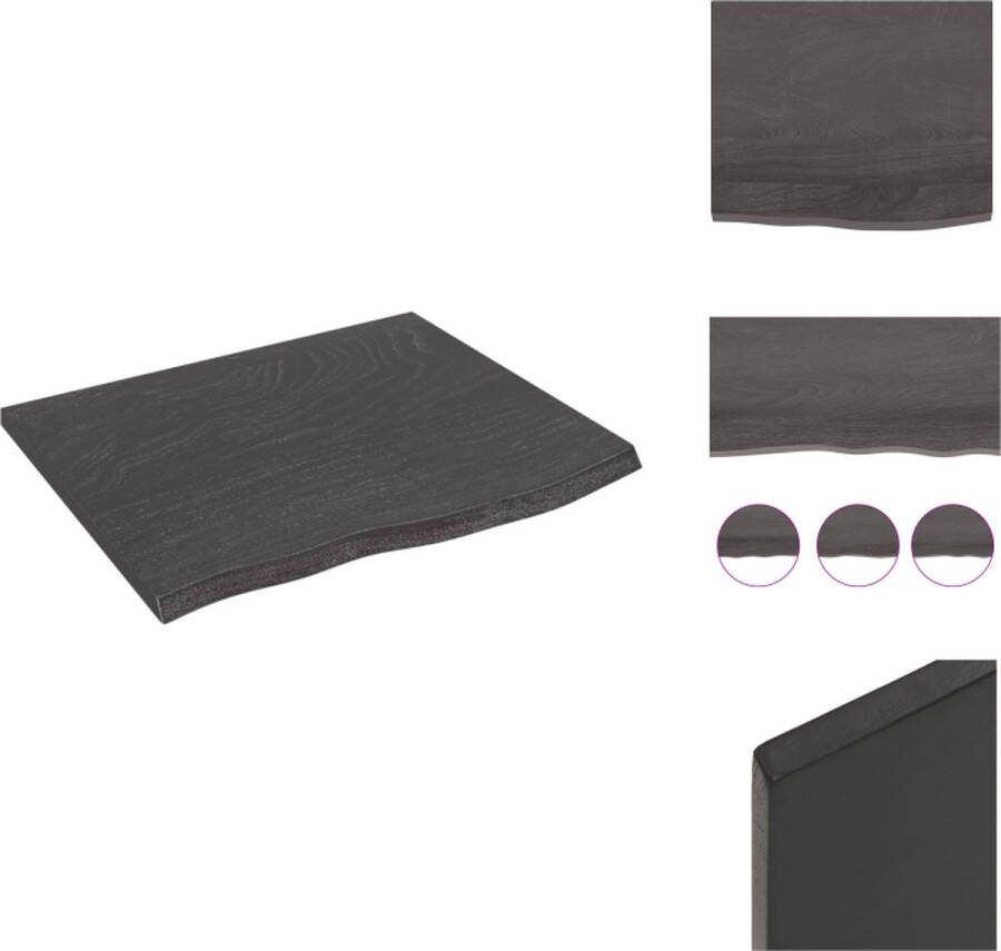 VidaXL Wandplank Massief Eikenhout 60 x 50 x 2 cm Donkergrijs Wandsteun