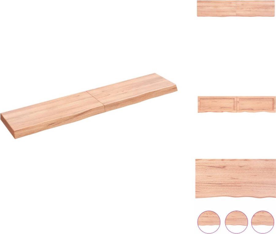 VidaXL Wandplank Rustiek Eikenhout 140x30x6 cm Lichtbruin Massief Met onderstel Draagvermogen 20 kg Wandsteun