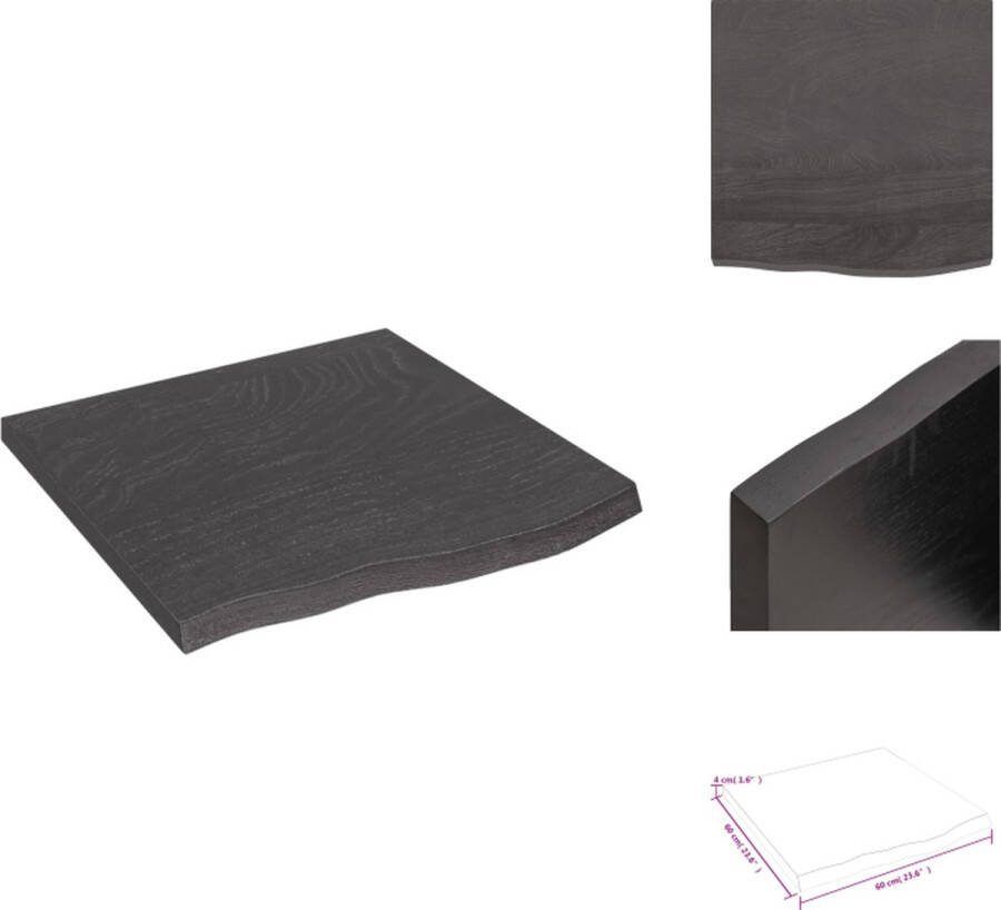 VidaXL Wandplank Rustiek Eikenhout 60x60x4 cm Donkergrijs 28.8 kg Wandsteun