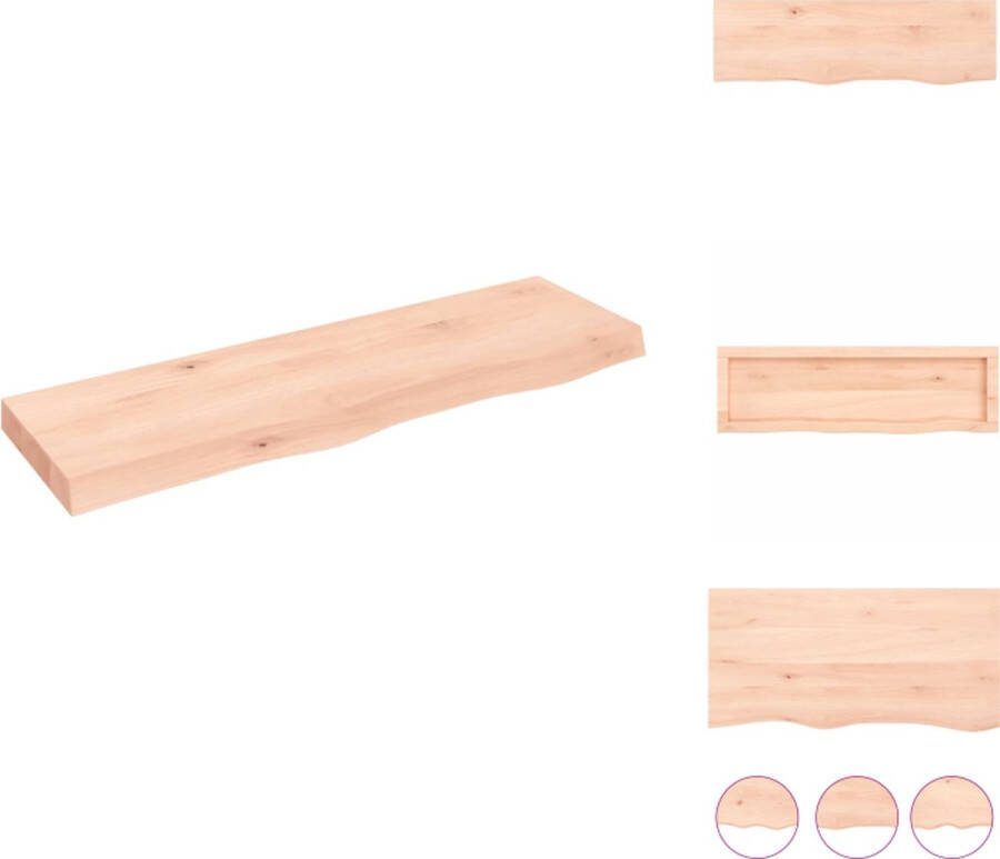 VidaXL Wandplank Rustiek Massief Eikenhout 100 x 30 x 6 cm Draagvermogen 24 kg Wandsteun