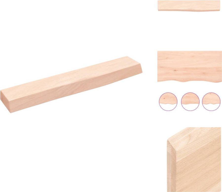 VidaXL Wandplank Rustiek Massief Eikenhout 60 x 10 x 4 cm Natuurlijke rand Wandsteun