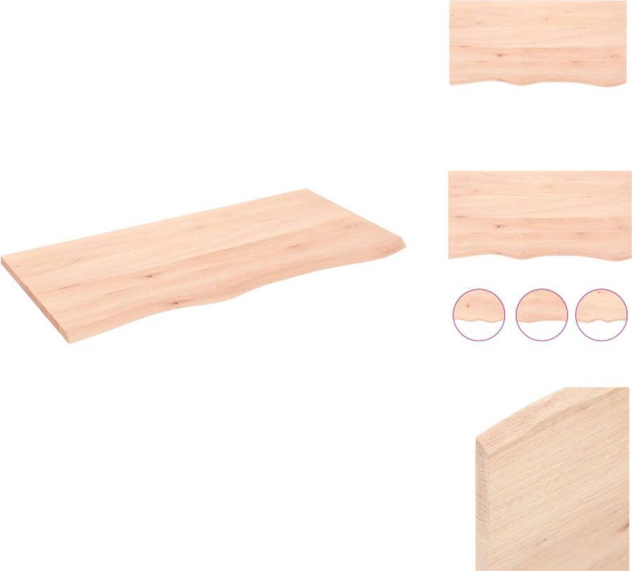 VidaXL Wandplank Rustieke Stijl 100 x 50 x 2 cm Massief Eikenhout Natuurlijke Rand Wandsteun