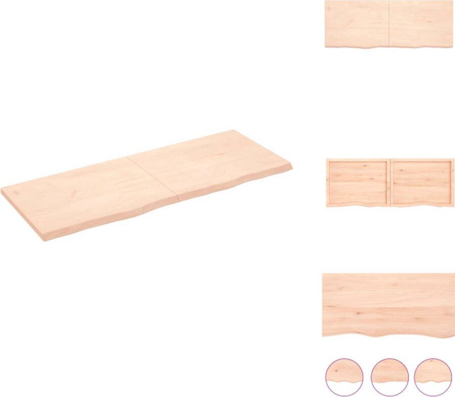 VidaXL Wandplank Rustieke Stijl 160 x 60 x 4 cm Massief Eikenhout Onbehandeld Draagvermogen 38.4 kg Wandsteun