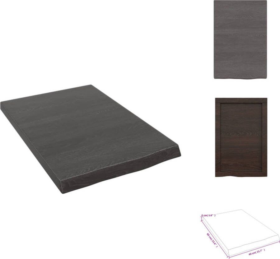 VidaXL Wandplank Rustieke Stijl 40 x 60 x 4 cm Massief Eikenhout Donkergrijs Wandsteun