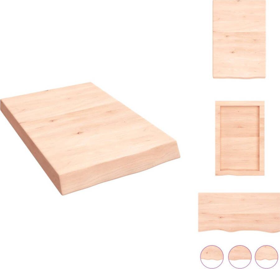 VidaXL Wandplank Rustieke Stijl 40 x 60 x 6 cm Massief Eikenhout Draagvermogen 20 kg Wandsteun