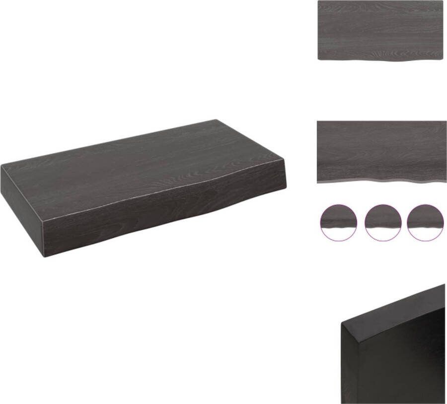 VidaXL Wandplank Rustieke Stijl 40x20x6cm Donkergrijs Massief Eikenhout Draagvermogen 20kg Wandsteun