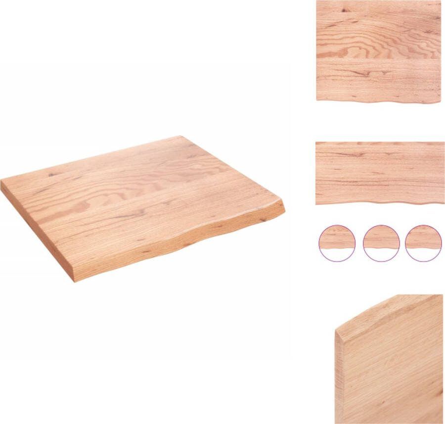VidaXL Wandplank Rustieke Stijl 60 x 50 x 2 cm Massief Eikenhout Lichtbruin Wandsteun