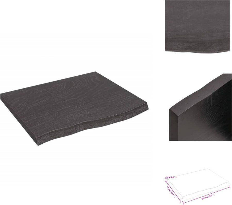 VidaXL Wandplank Rustieke Stijl 60 x 50 x 4 cm Massief Eikenhout Donkergrijs Wandsteun