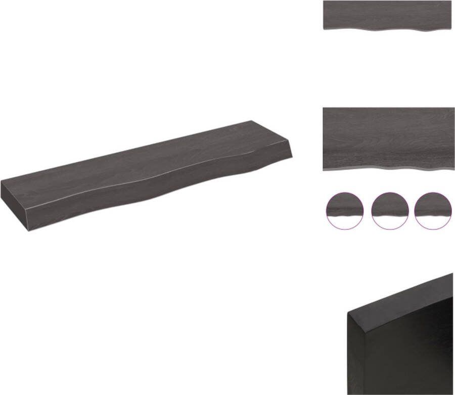 VidaXL Wandplank Rustieke Stijl 80 x 20 x 6 cm Massief Eikenhout met Donkere Afwerking Draagvermogen 20 kg Wandsteun