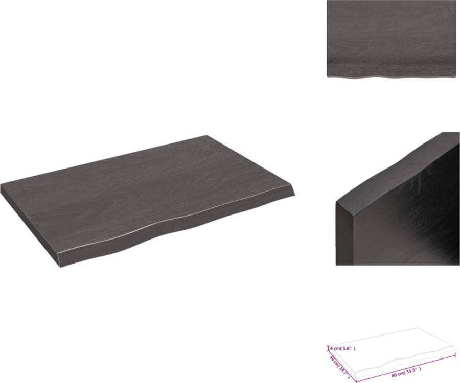 VidaXL Wandplank Rustieke Stijl 80 x 50 x 4 cm Massief Eikenhout Donkergrijs Wandsteun