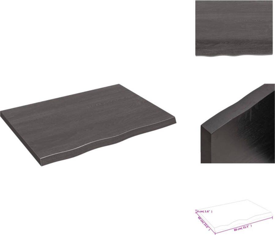 VidaXL Wandplank Rustieke Stijl 80 x 60 x 4 cm Massief Eikenhout Donkergrijs Wandsteun