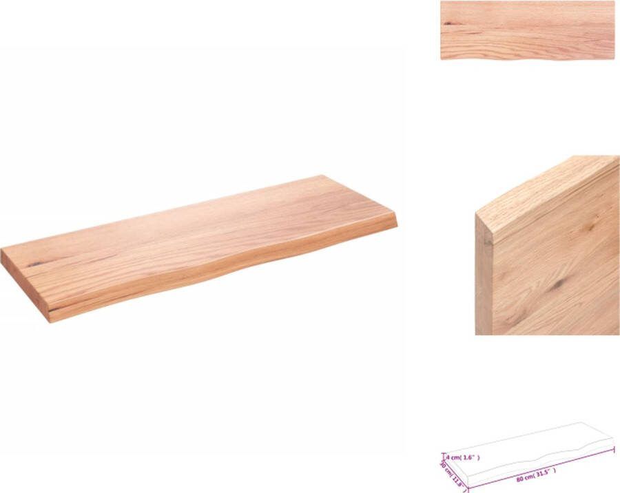 VidaXL Wandplank Rustieke Stijl Eikenhout 80 x 30 x 4 cm Lichtbruin Wandsteun