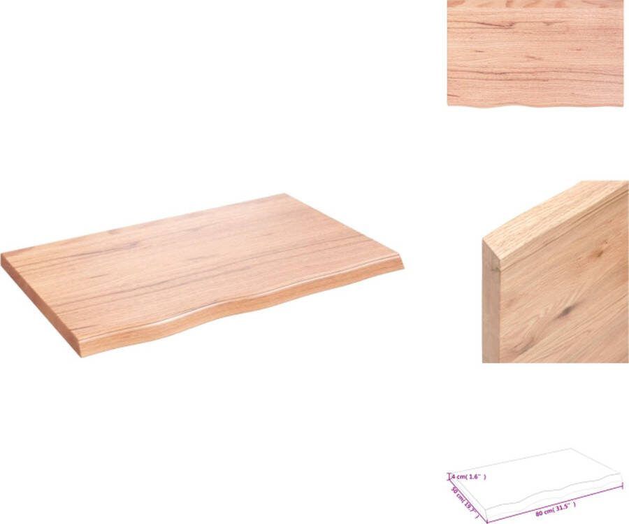 VidaXL Wandplank Rustieke Stijl Eikenhout 80x50x4 cm Lichtbruin Draagvermogen 32 kg Wandsteun