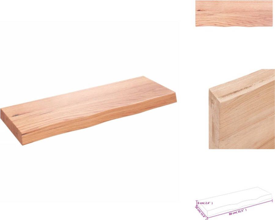 VidaXL Wandplank Rustieke Stijl Eikenhout Lichtbruin 80x30x6 cm Draagvermogen 20 kg Wandsteun