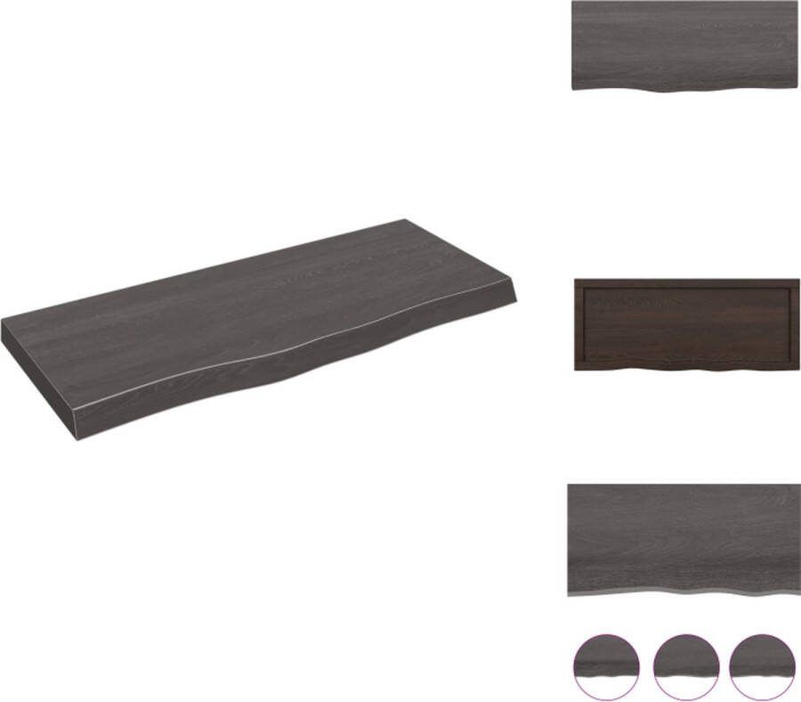 VidaXL Wandplank Rustieke Stijl Massief Eikenhout 100x40x6 cm Donkergrijs Wandsteun
