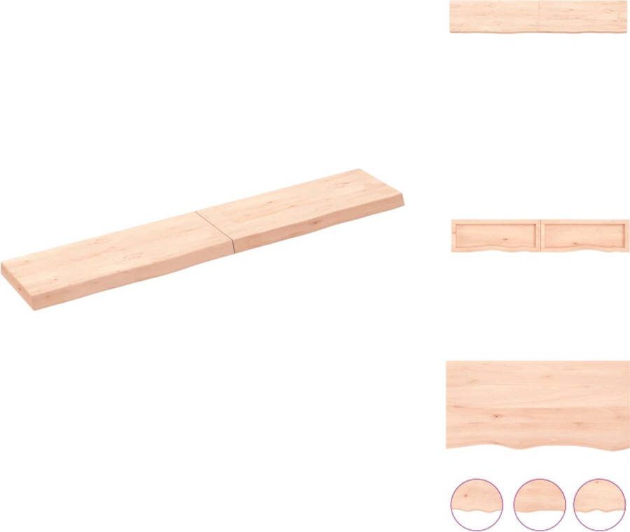 VidaXL Wandplank Rustieke Stijl Massief Eikenhout 160 x 30 x 6 cm Onbehandeld Met Natuurlijke Rand Wandsteun