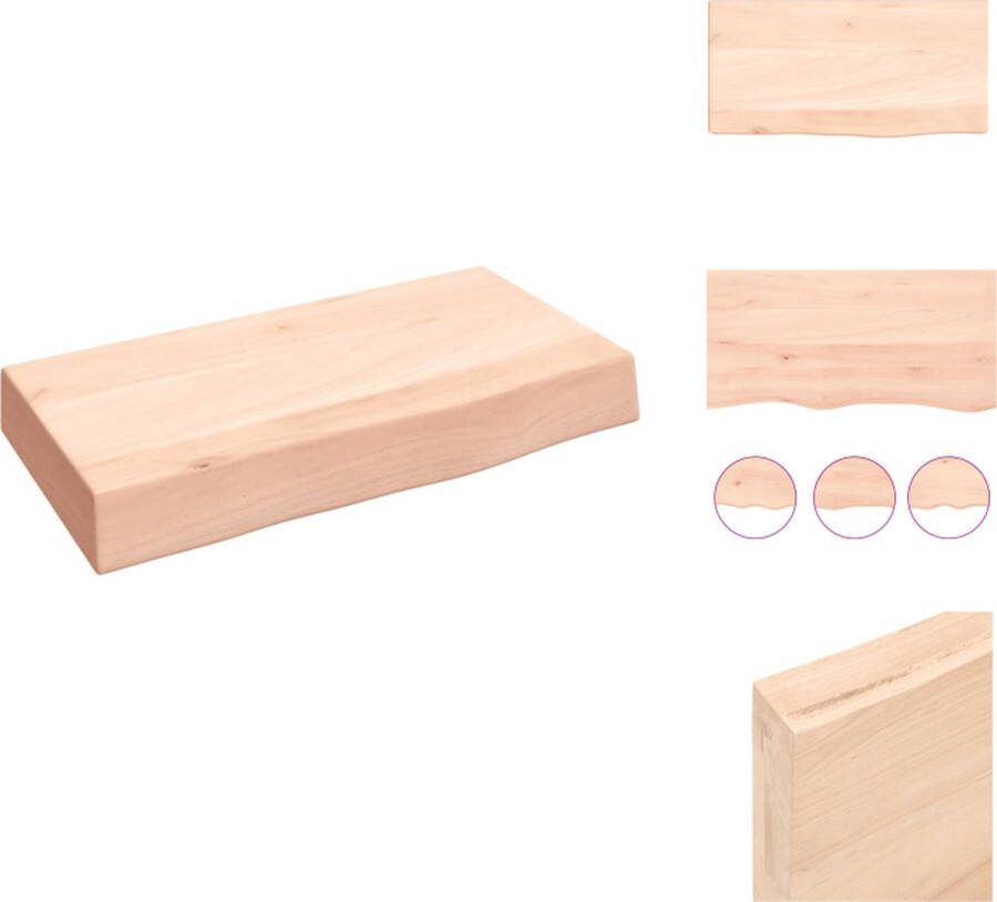 VidaXL Wandplank Rustieke Stijl Massief Eikenhout 40 x 20 x 6 cm Draagvermogen 20 kg Wandsteun