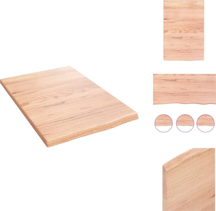VidaXL Wandplank Rustieke Stijl Massief Eikenhout 40 x 60 x 2 cm Draagvermogen 20 kg Wandsteun