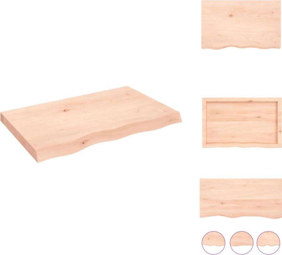 VidaXL Wandplank Rustieke Stijl Massief Eikenhout 80 x 50 x 6 cm Natuurlijke Rand Wandsteun